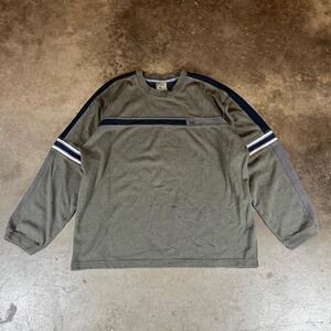 Vintage Y2K XG extreme quality grey long sleeve shirt with navy stripes men's XL